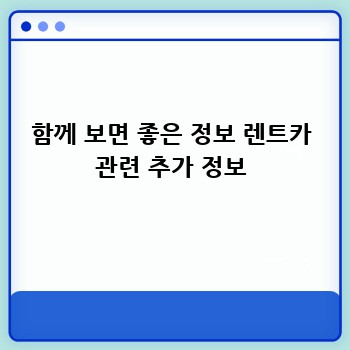함께 보면 좋은 정보 렌트카 관련 추가 정보